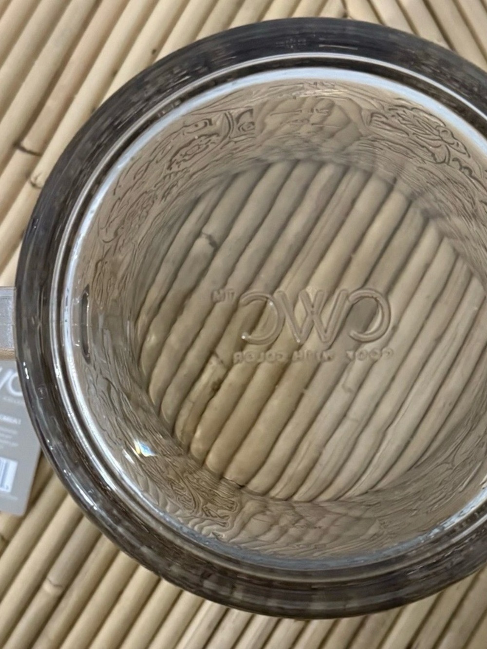 NWT - CWC  Cream Smoke Grey Embossed Floral Glass Measuring Cup 32oz 1000ml - Picture 9 of 12